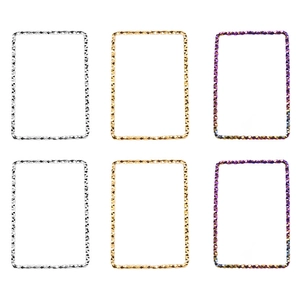 Detailed view of 304 stainless steel geometric necklace charms in gold, silver and rainbow