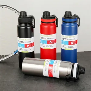 Vacuum Insulated Water Bottle Stainless Steel Double Wall Leak Proof Carry Handle Portable For Outdoor Sports Travel Flask