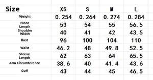 Detailed size chart showing measurements for the 3D floral tie-front cardigan jacket