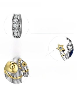 Detail view of 925 sterling silver, cubic zirconia, and gold plated product process