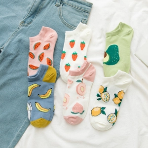 Women Cotton Ankle Socks Cute Fruit Pattern Low Cut Breathable Boat Socks Casual Japanese Style Sweet Fashion Design