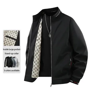 Men Stand Collar Casual Jacket Rabbit Hair Polyester Blend Lightweight Windbreaker Business Minimalist Full Zip Coat Top