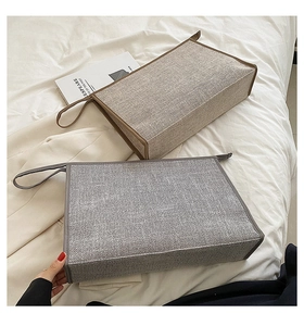 Détails de pochettes professionnelles en toile minimaliste en beige et gris avec fermetures