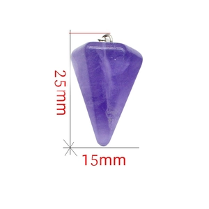 Natural purple crystal pendulum pendant with 25mm height and 15mm width dimensions