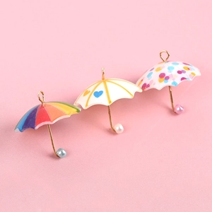 Miniature colorful umbrella charms for DIY dollhouse crafts and jewelry making accessories