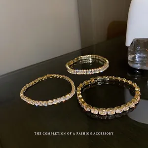 Luxury 3-piece gold plated zircon tennis bracelet set featuring diverse stone cuts
