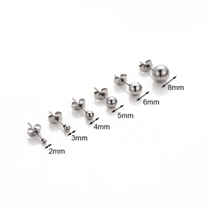 Minimalist stainless steel ball stud earrings set in six sizes from 2mm to 8mm