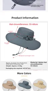 Detailsicht des Sonnenhutes mit breiter Krempe, Netzgewebe und verstellbarem Band