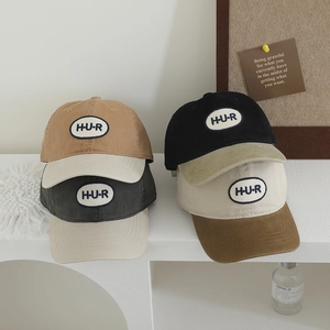 Casquette De Baseball Enfants Coton Lavé Color Block Broderie Ours Rétro Réglable Chapeau Solaire