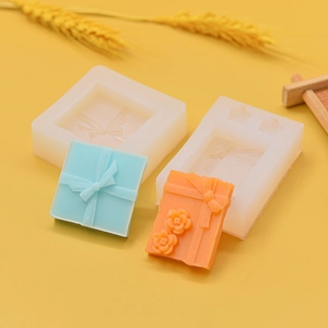 Gift Box Silicone Mold Bowtie Ribbon Relief Flower Design For DIY Handmade Soap Candle Fondant Resin Crafting