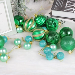 Shatterproof green and mint Christmas baubles set with glitter and matte finishes