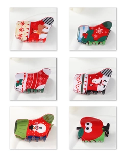 Lot de six pinces à cheveux de Noël avec motifs de renne, Père Noël et bonhomme de neige