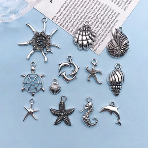 Marine Animal Charms Pendants Antique Silver Zinc Alloy Hollow Turtle Dolphin Starfish DIY Jewelry Making Accessories