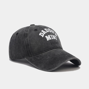 Charcoal grey washed cotton baseball cap featuring DADDY'S MINI letter print