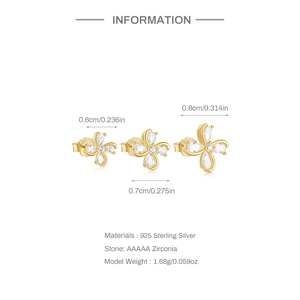Three sizes of 925 sterling silver clover stud earrings with AAAAA zirconia stones
