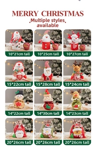 Variety of Christmas gift bags with snowman and Santa designs in multiple sizes