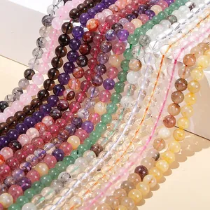 Detailed view of polished 8mm natural semi-precious gemstone beads for DIY jewelry making