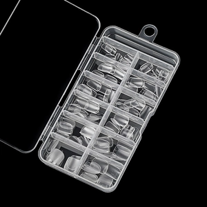 Kit de faux ongles carrés courts transparents en boîte pour manucure DIY professionnelle