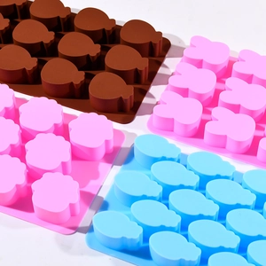 Set of four colorful silicone animal molds for DIY chocolate, baking and ice cubes