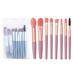 16-piece makeup brush set including powder, blush, and eyeshadow brushes in two colors