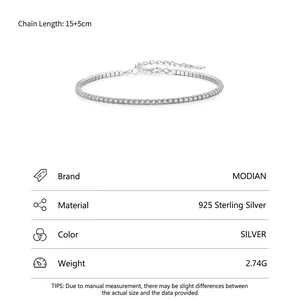 S925 sterling silver tennis bracelet featuring sparkling zircon stones with 15+5cm length