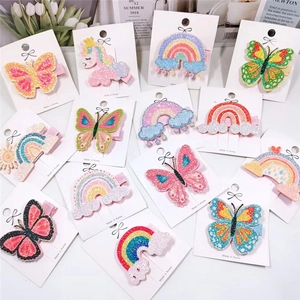Cute Cartoon Unicorn Rainbow Butterfly Glitter Sequins Girls Hair Clips Handmade Duckbill Barrettes Hairpins For Kids