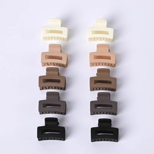 Lot de 10 mini pinces à cheveux carrées mates évidées en cinq couleurs dégradées terre