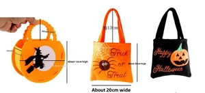Halloween gift bags set featuring felt witch bucket and trick or treat spider designs