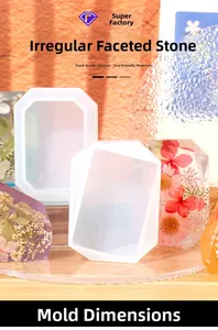 Macro view of geometric crystal resin mold with food grade silicone texture
