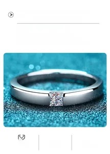 Macro shot of Princess Cut Moissanite stone set in a minimalist S925 silver mens ring