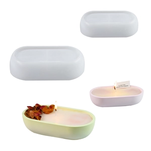 Oval capsule silicone mold for DIY scented candles and plaster storage pots