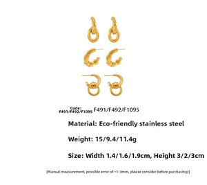 Detailspezifikationen für 18k vergoldete Edelstahl C-Form Creolen Ohrring-Set