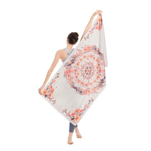 Microfiber mandala beach towel with quick-dry fabric for yoga and swimming use