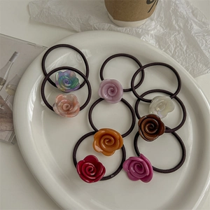Set aus 8 bunten Haargummis mit Harzrosen für Damen mit hoher Elastizität und Haltbarkeit
