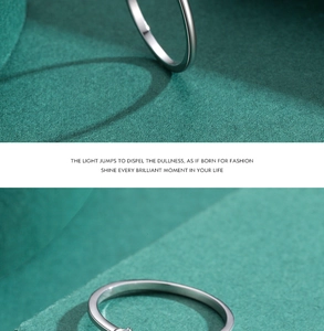 Detailed views of S925 sterling silver star zircon ring on green felt background