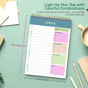 Detailed English planner page showing daily schedule, priorities, and notes sections