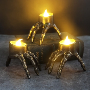 Halloween Skull Skeleton Hand LED Candle Light Flameless Flickering Spooky Ghost Hand Lamp Party Decor Atmosphere Light