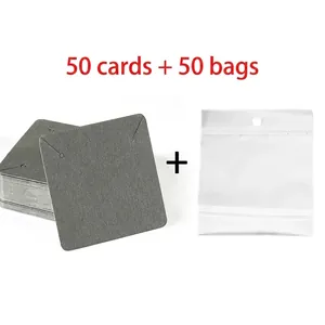 50 sets of dark gray embossed jewelry display cards with clear plastic hanging bags