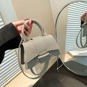Mini Sac À Main Femme Cuir PU Texture Tissée Sac Bandoulière Trapèze Fond Sablier Poignée Sac À Épaule