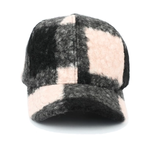 Cappellino da baseball classico a scacchi in sherpa caldo per l'autunno e l'inverno