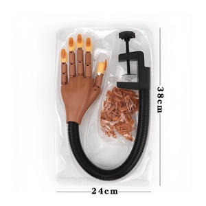 Adjustable nail practice hand set with flexible tube and C-clamp for desk mounting