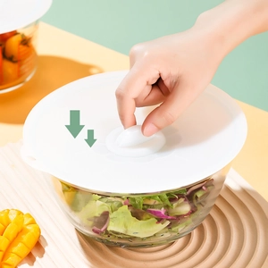 Food grade white silicone microwave splatter cover with suction lid for fresh sealing