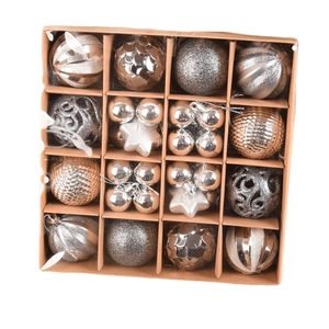 Champagne gold and silver Christmas ball ornament set with 42 assorted textured baubles