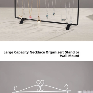 Dual-purpose metal necklace display stand for wall mounting or tabletop organization