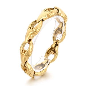 Polished gold punk crab claw link bracelet made of high-quality titanium steel for men