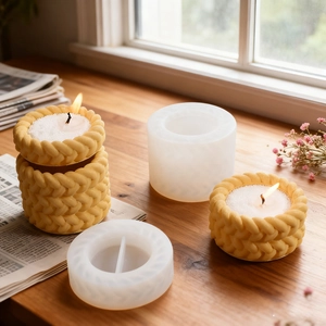 DIY silicone mold for woven rope candle holders and textured resin flower pots