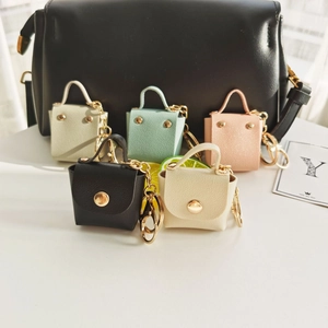 Joli mini sac en cuir porte-clés pendentif petite pochette unie accessoire de sac voiture