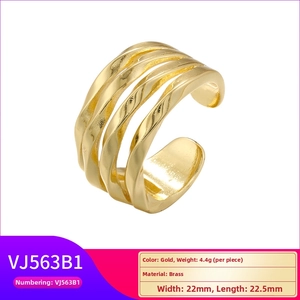 Detailed view of irregular fluid gold brass ring showing dimensions and weight