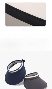 Detailed view of precision stitching on navy blue and grey cooling ice silk sun hat
