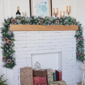 Christmas Garland With Snow Flocked Pine Needles And Natural Pine Cones For Fireplace Stairs Indoor Winter Home Decor